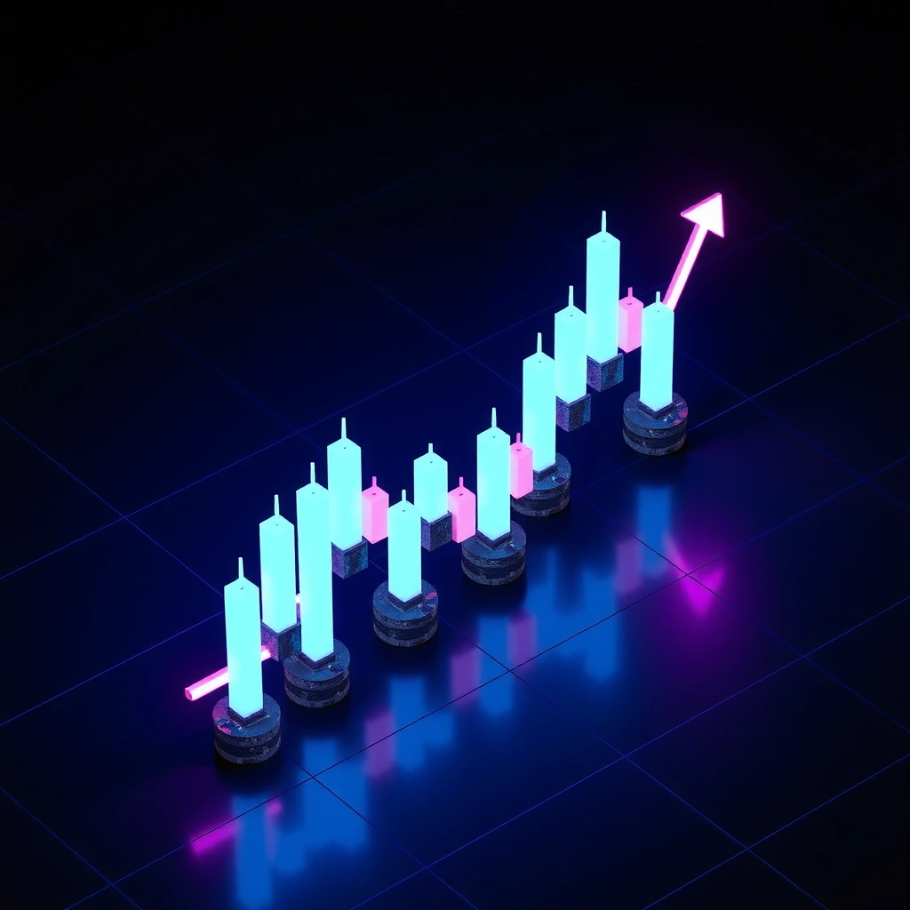 Neon candlestick chart abstract visualization