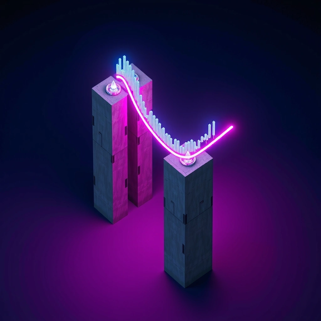 Neon candlestick chart abstract visualization